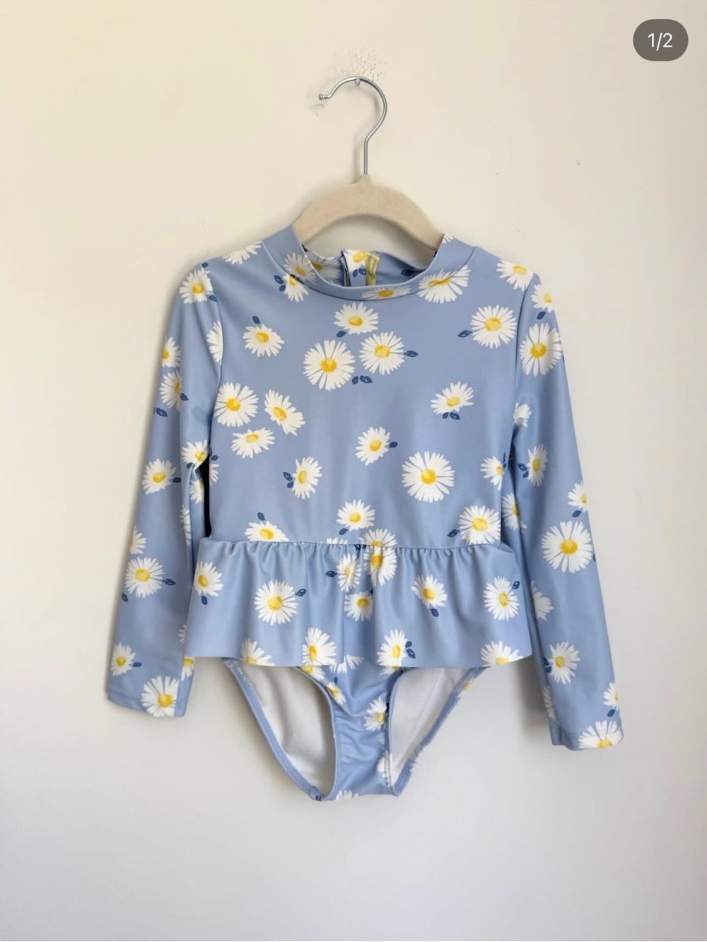 Carter’s Blue Daisy Ruffle Long-Sleeve Rashguard (Size 4T)